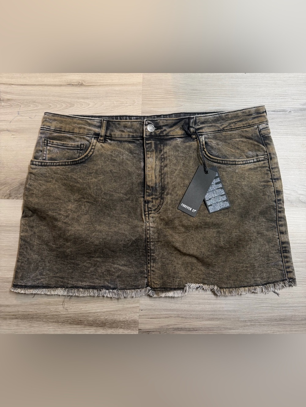 Forever 21 Acid Wash Brown Denim Mini Skirt